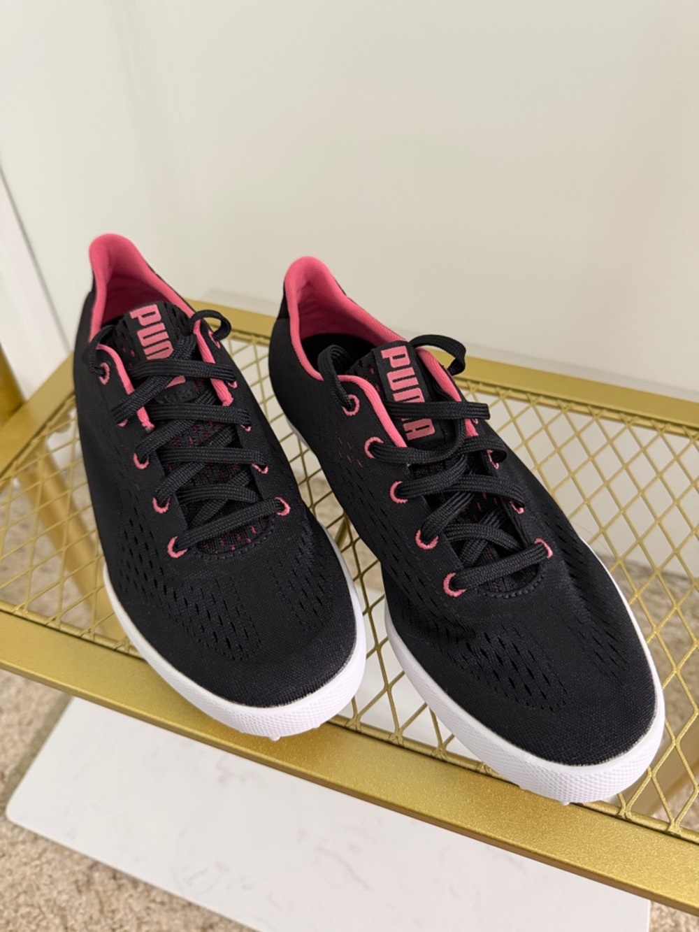 PUMA Black Golf Sneakers with Pink Accents ⛳️
